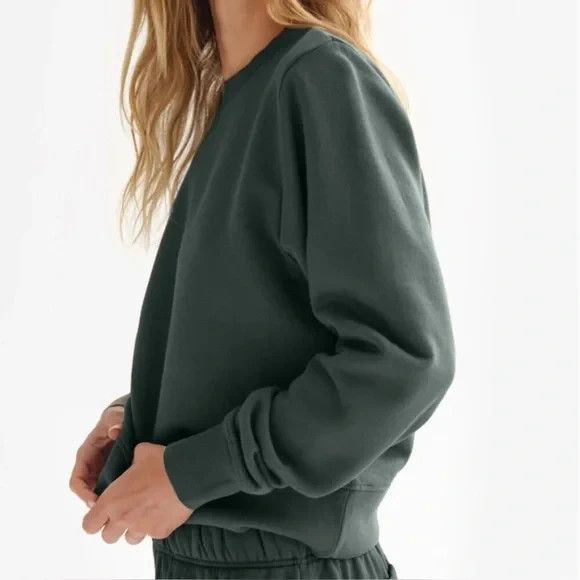 Mate the Label Tops - MATE THE LABEL ORGANIC OVERSIZED FLEECE CREWNECK HOODIE THYME GREEN XS NWT